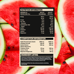 Endurance Fuel Watermelon nutrition information panel